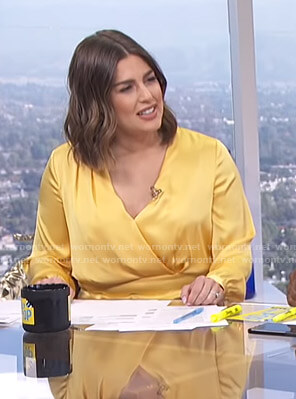 Carissa’s yellow wrap blouse on E! News Daily Pop