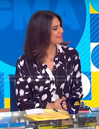Cecilia’s black and white floral blouse on Good Morning America