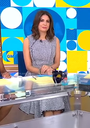 Cecilia’s tweed sleeveless top and skirt on Good Morning America
