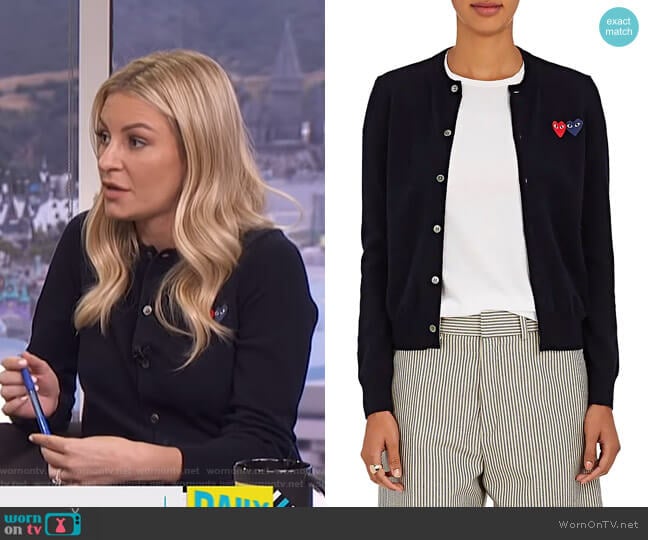 Heart Wool Cardigan by Comme des Garçons PLAY worn by Morgan Stewart on E! News