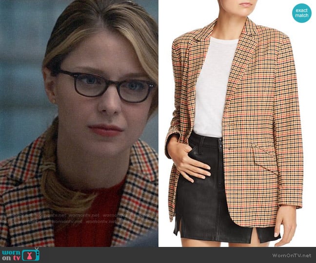 Current/Elliott The Date Night Plaid Blazer worn by Kara Danvers (Melissa Benoist) on Supergirl