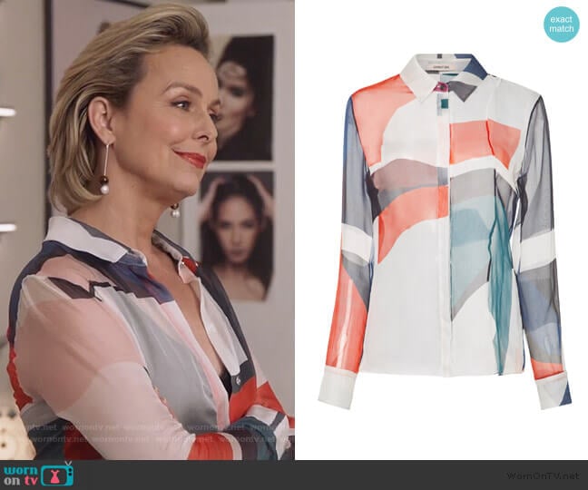 Ada Expressionist Chiffon Blouse by Cushnie worn by Jacqueline (Melora Hardin) on The Bold Type