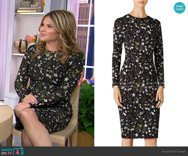 WornOnTV: Jenna’s black floral long sleeve dress on Today | Jenna Bush ...
