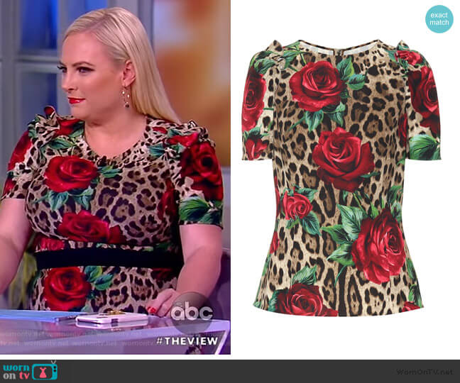 Leopard and floral-printed top by Dolce & Gabbana worn by Meghan McCain on The View