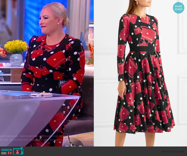 WornOnTV: Meghan’s bag print midi dress on The View | Meghan McCain ...