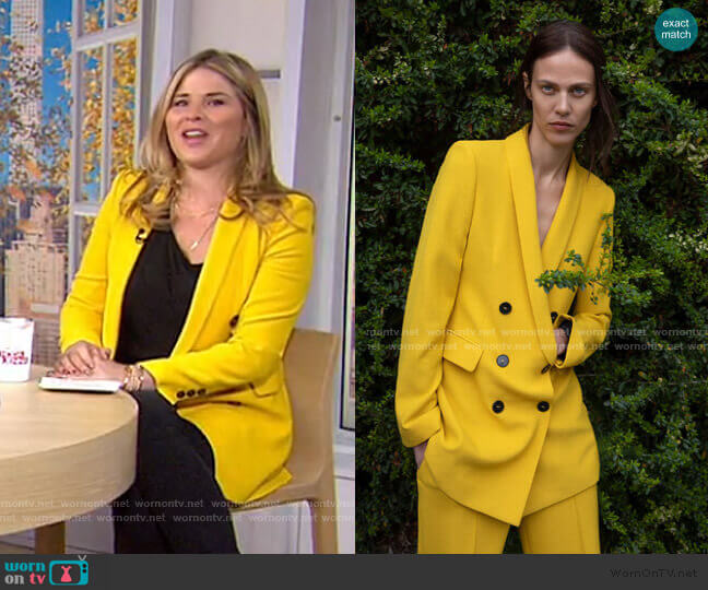 Double Breasted Buttoned Blazer on Zara worn by Jenna Bush Hager  on Today