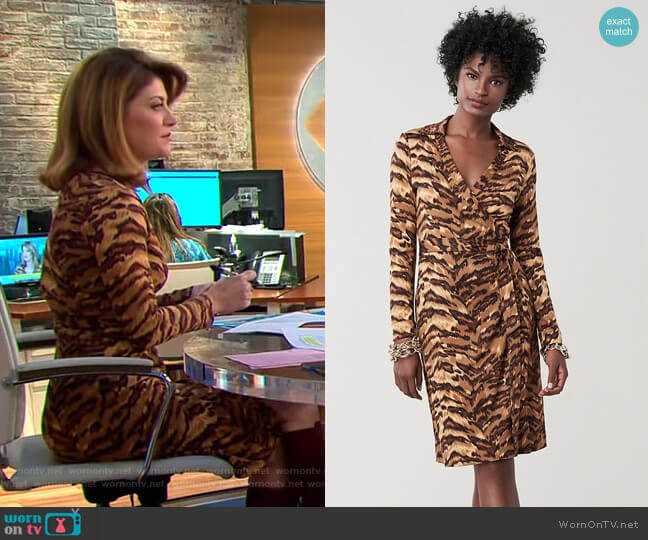 New Jeanne Two Silk-Jersey Wrap Dress by Diane von Furstenberg worn by Norah O'Donnell  on CBS Mornings