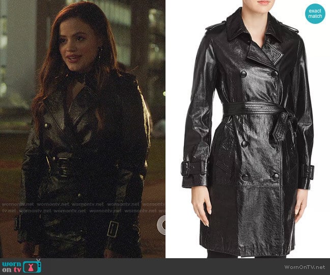 Elie Tahari Natania Leather Trench Coat worn by Maggie Vera (Sarah Jeffery) on Charmed