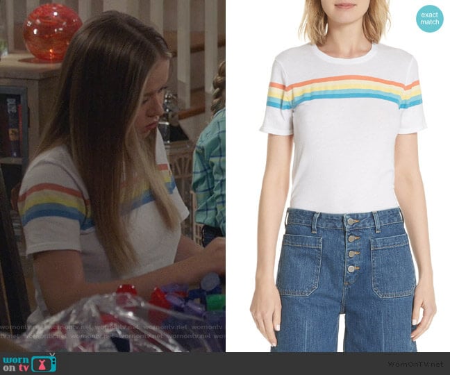 Rainbow Stripe Tee by Elizabeth and James worn by Samantha Hughes (Holly Barrett) on Life in Pieces