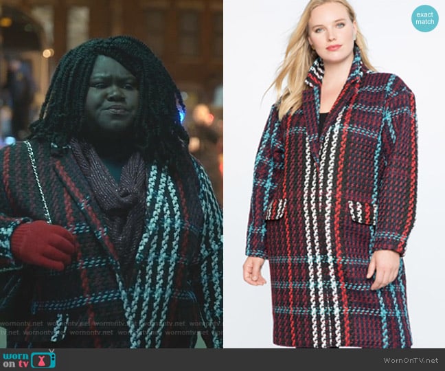 Plaid Car Coat by Eloquii worn by Becky (Gabourey Sidibe) on Empire