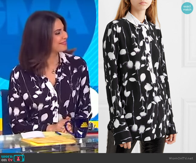 WornOnTV: Cecilia’s black and white floral blouse on Good Morning ...