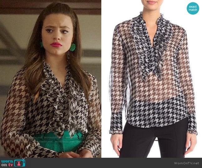 Equipment Samine Houndstooth Top worn by Maggie Vera (Sarah Jeffery) on Charmed