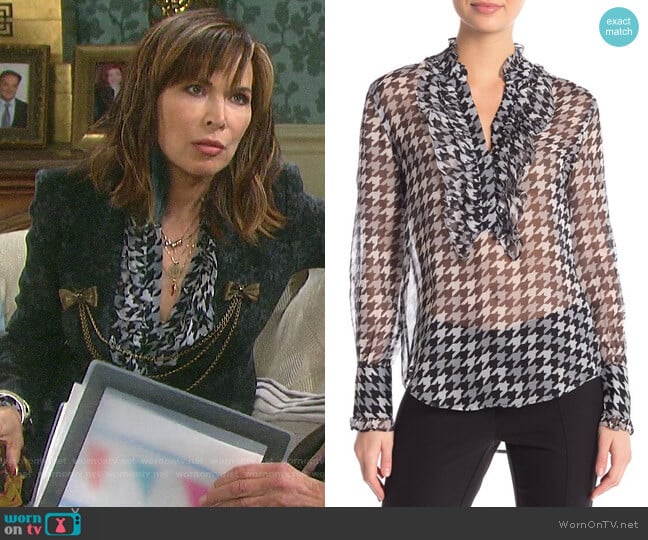 Equipment Samine Houndstooth Top worn by Kate Roberts (Lauren Koslow) on Days of our Lives