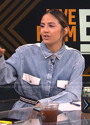 Erin’s denim belted shirtdress on Live from E!
