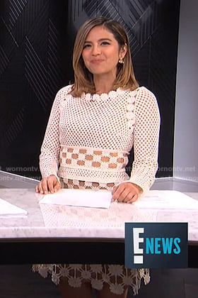 Erin’s white crochet dress on E! News