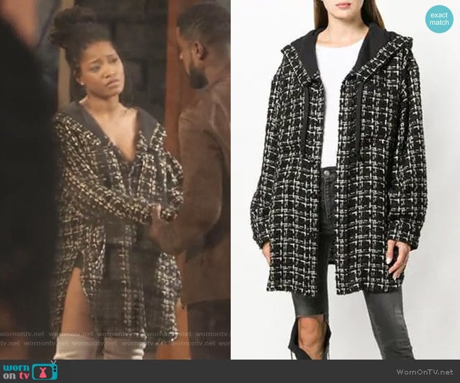 Gigi’s black tweed hooded jacket on Star