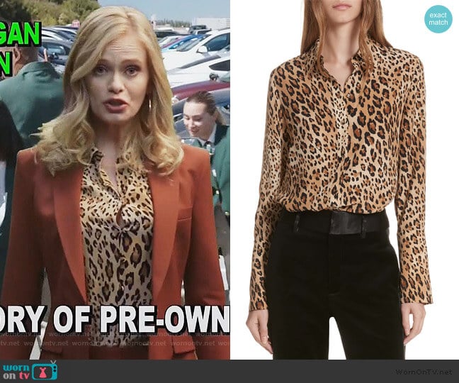 Leopard Print Silk Blouse by Frame worn by  Sara Paxton on The Good Girls