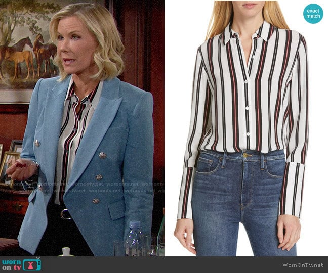 Frame Stripe Pajama Shirt  worn by Brooke Logan (Katherine Kelly Lang) on The Bold and the Beautiful