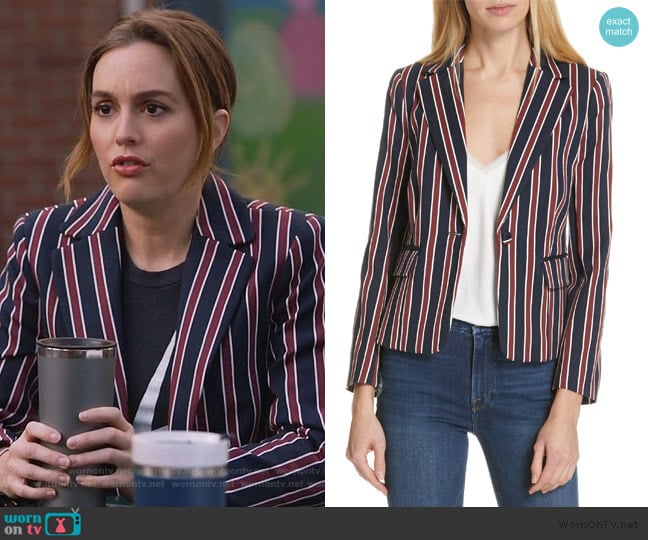 Stripe Shrunken Blazer by Frame worn by Angie (Leighton Meester) on Single Parents