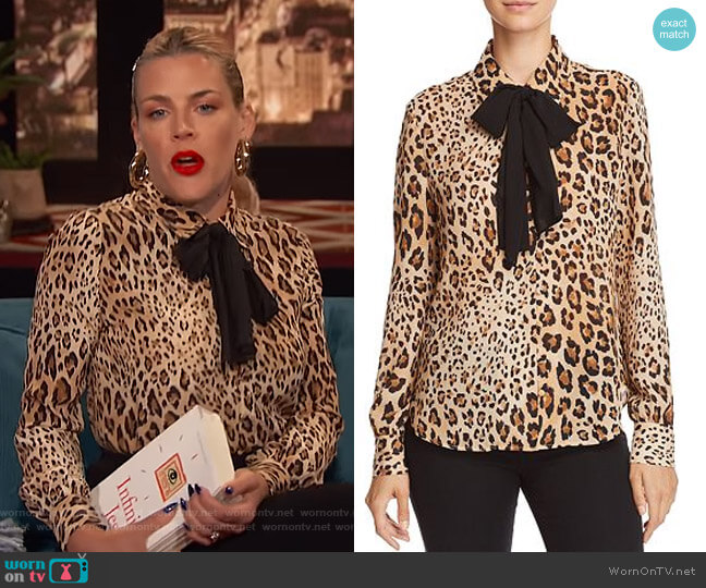 True Leopard Print Silk Blouse by Frame worn by Busy Philipps  on Busy Tonight