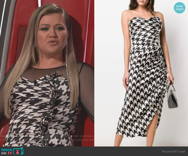 Houndstooth Print Ruched Dress by Giuseppe Di Morabito worn by Kelly Clarkson  on The Voice