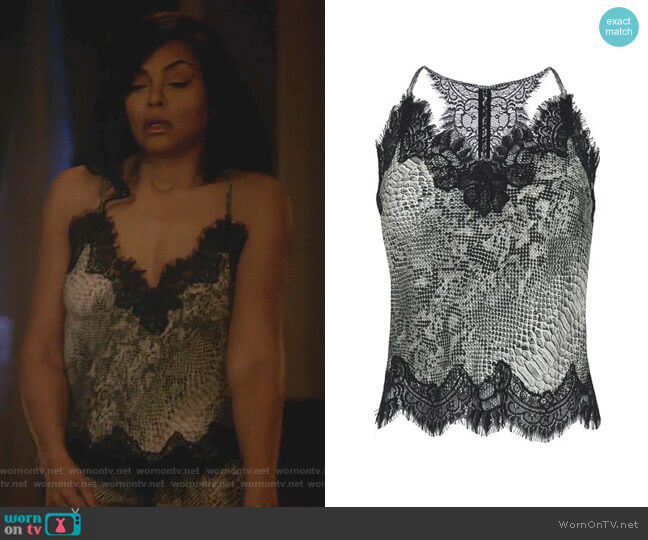 Snake Print Lace Trim Cami top by Gold Hawk worn by Cookie Lyon (Taraji P. Henson) on Empire