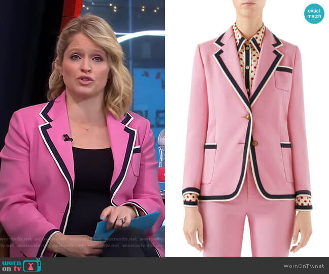 Cady Striped Trim Blazer by Gucci worn by Sara Haines on Good Morning America