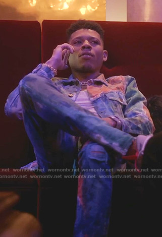 Hakeem’s painted denim jacket and jeans on Empire