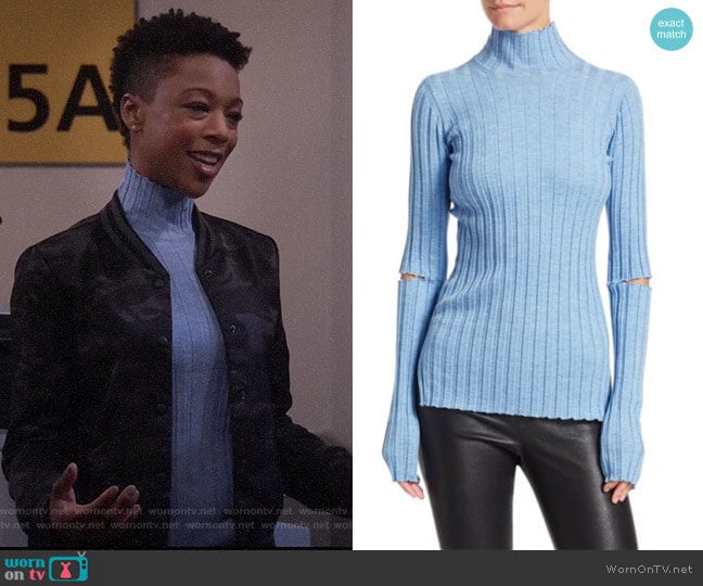 Wool Slash Turtleneck Sweater by Helmut Lang worn by Samira Wiley on Will and Grace