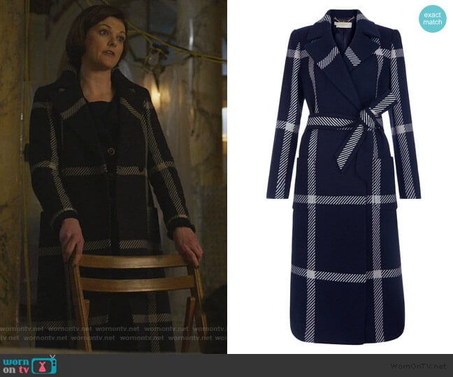 Florina Check Coat by Hobbs worn by Maia Rindell (Rose Leslie) on The Good Fight