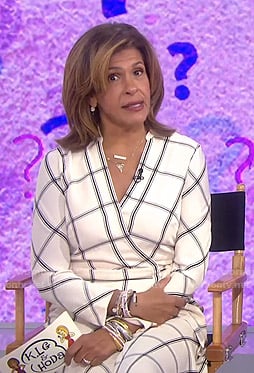 Hoda's white check wrap dress on Today