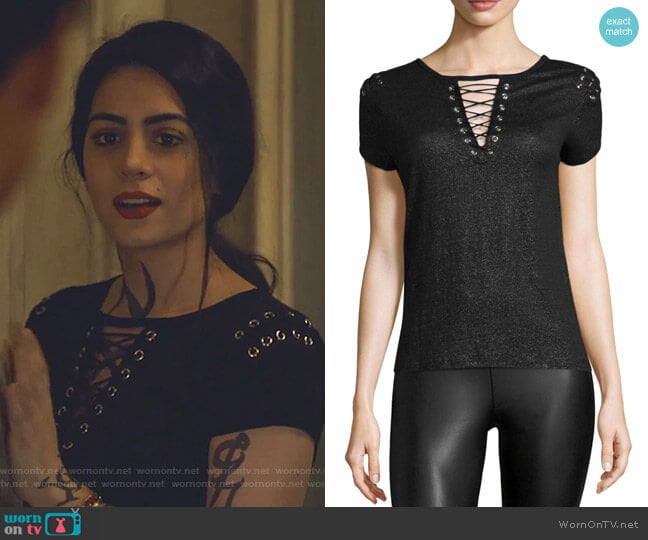 Hugo Lace-Up Tee by Generation Love worn by Isabelle Lightwood (Emeraude Toubia ) on Shadowhunters