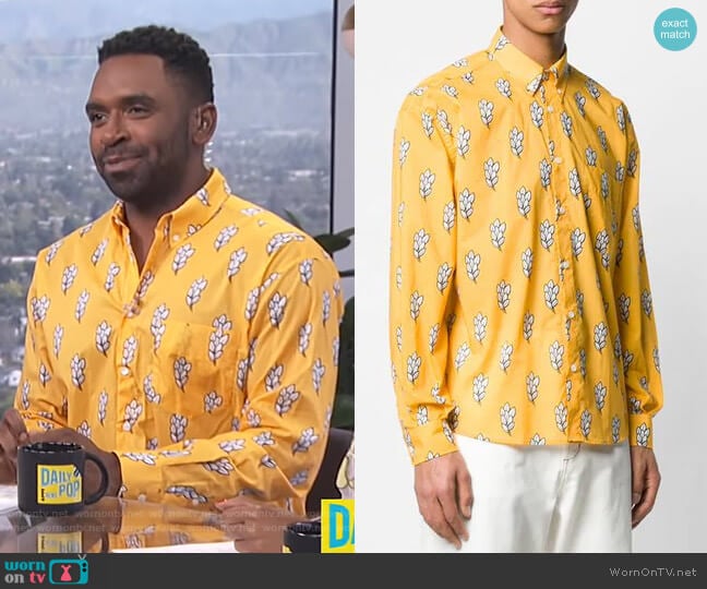 WornOnTV: Justin’s yellow printed shirt on E! News Daily Pop | Justin ...