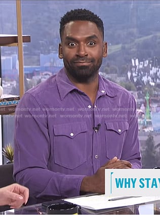 Justin’s purple western shirt on E! News Daily Pop