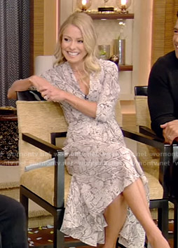 Kelly’s snake print wrap dress on Live with Kelly and Ryan