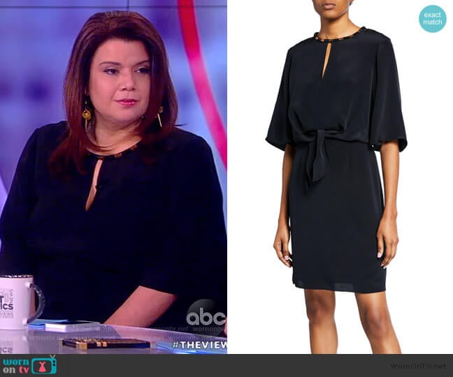 WornOnTV: Ana’s navy embellished neckline dress on The View | Ana ...