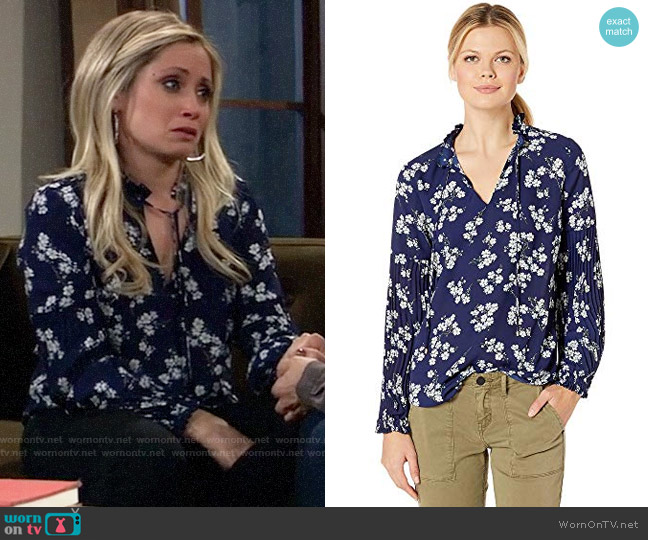 LAUREN Ralph Lauren Print Tie Neck Georgette Top worn by Lulu Spencer Falconeri (Emme Rylan) on General Hospital