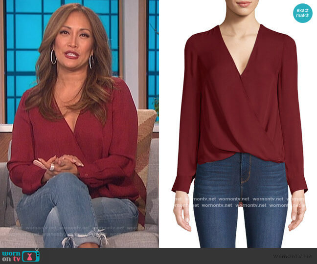 Kyla Draped Blouse by L'Agence worn by Carrie Inaba on The Talk