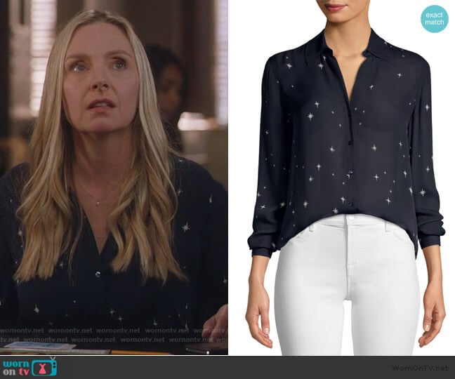 Nina Star-Print Blouse by L'Agence worn by Jill Carlan (Hope Davis) on For the People