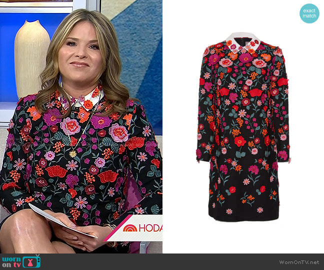 Long Sleeve Tunic Dress With Collar by Lela Rose worn by Jenna Bush Hager on Today