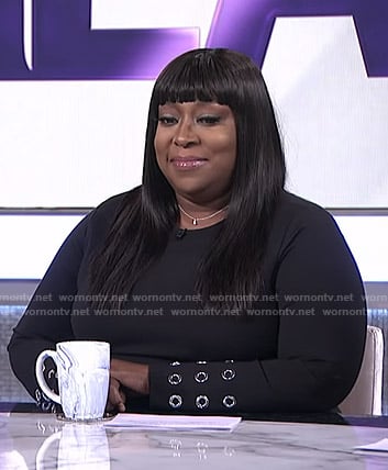 Loni’s black grommet dress on The Real