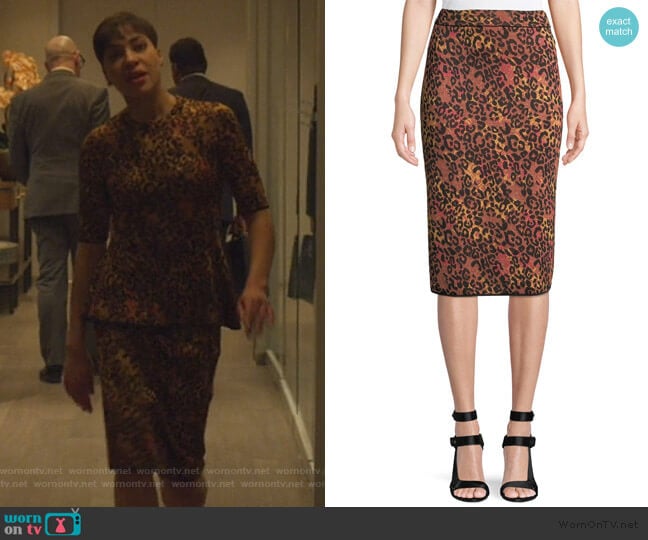 Metallic Animal-Print Pencil Skirt by M Missoni worn by Lucca Quinn (Cush Jumbo) on The Good Fight