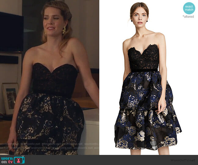 Two Tiered Cocktail Dress by Marchesa Notte worn by Sutton (Meghann Fahy) on The Bold Type