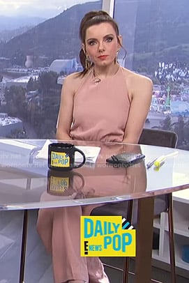 Melanie’s pink halter jumpsuit on E! News Daily Pop