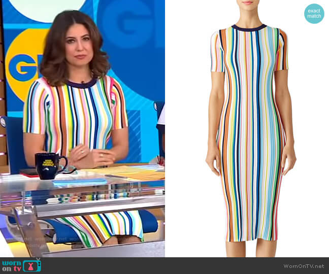 Rainbow Stripe Knit Dress by Milly worn by Cecilia Vega on Good Morning America