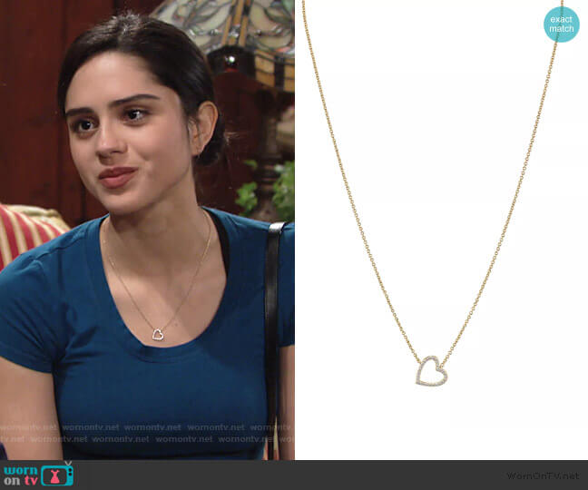 Nadri Cubic Zirconia Heart Pendant Necklace worn by Lola Rosales (Sasha Calle) on The Young & the Restless