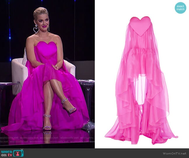 Heart-Detail Silk Organza Gown by Paule Ka worn by Katy Perry on American Idol