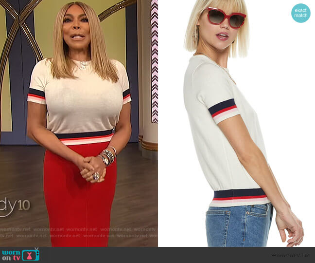 Striped Short Sleeve Sweater by PopSugar worn by Wendy Williams on The Wendy Williams Show