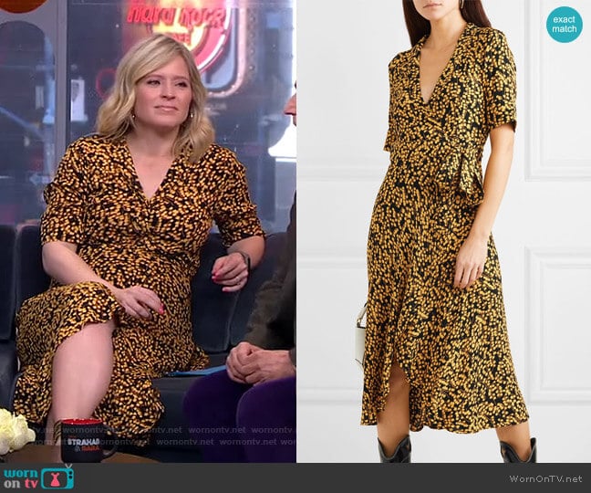 Printed Crepe Dress by Ganni worn by Sara Haines on Good Morning America