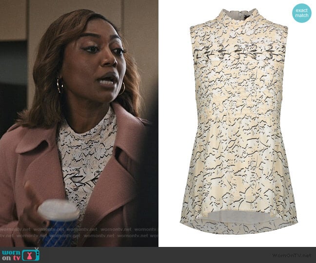 Smocked floral-print silk-georgette top by Proenza Schouler worn by Daisy Grant (Patina Miller) on Madam Secretary